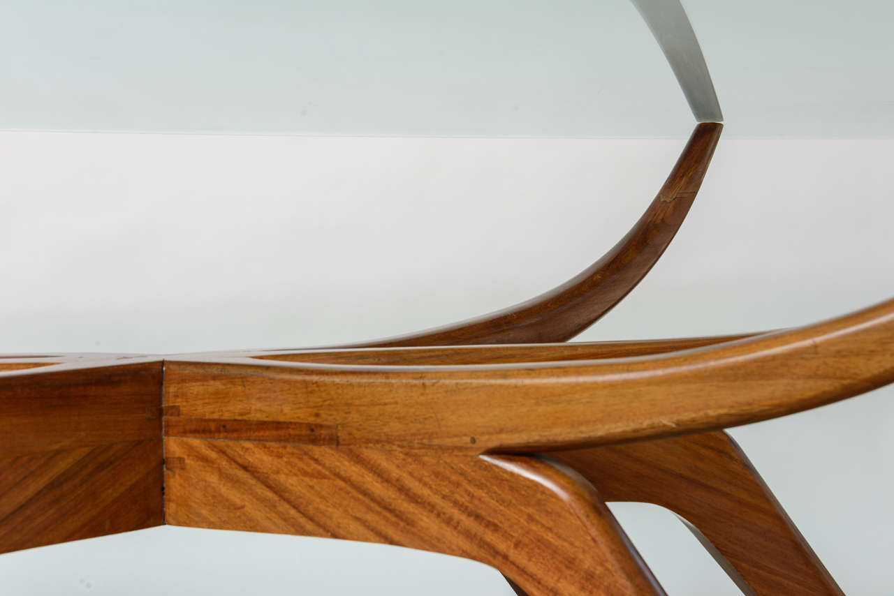 Mid-20th Century An Italian Modern Mahogany and Glass Dining Table, Italy, Carlo di Carli For Sale