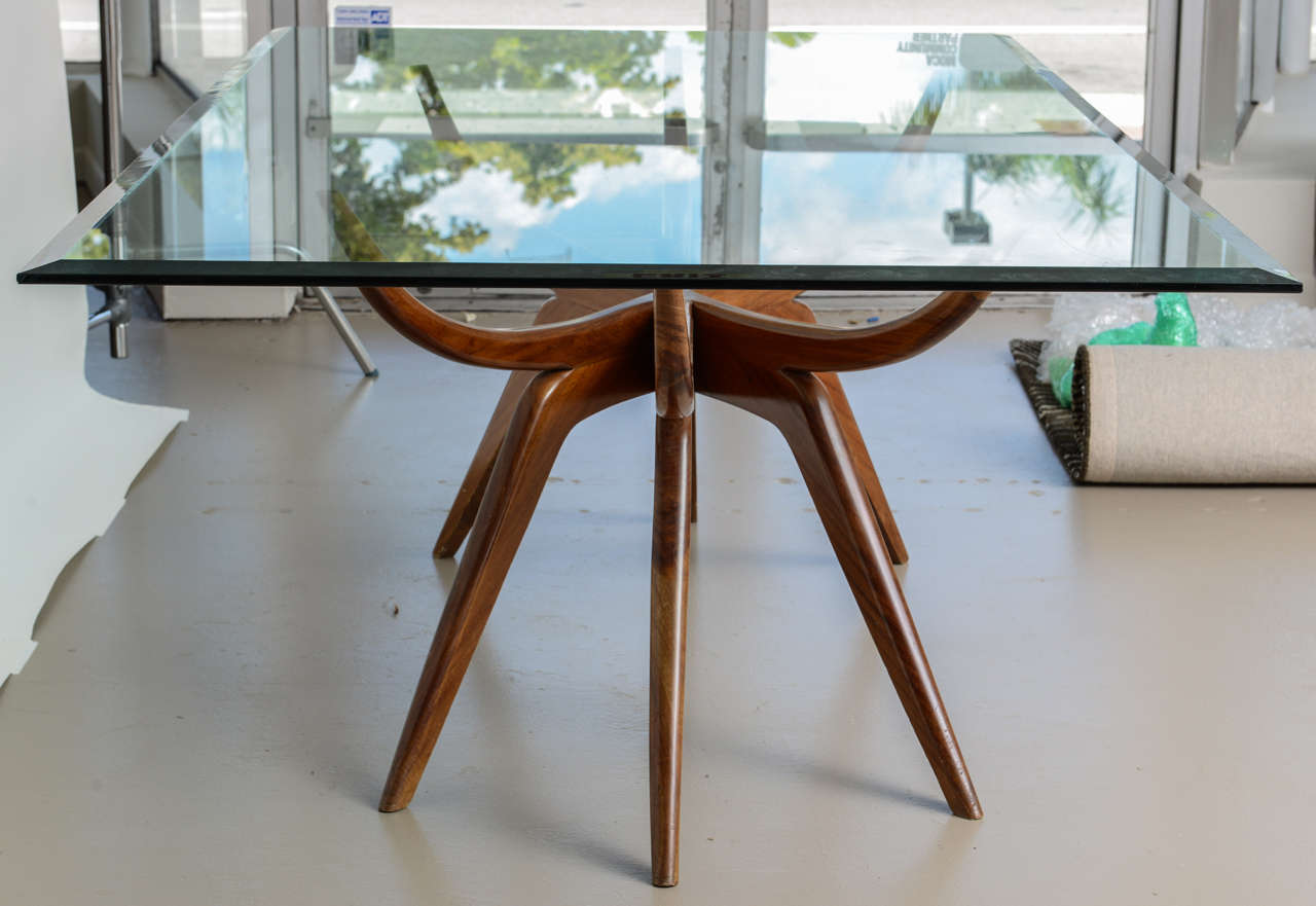 An Italian Modern Mahogany and Glass Dining Table, Italy, Carlo di Carli For Sale 2