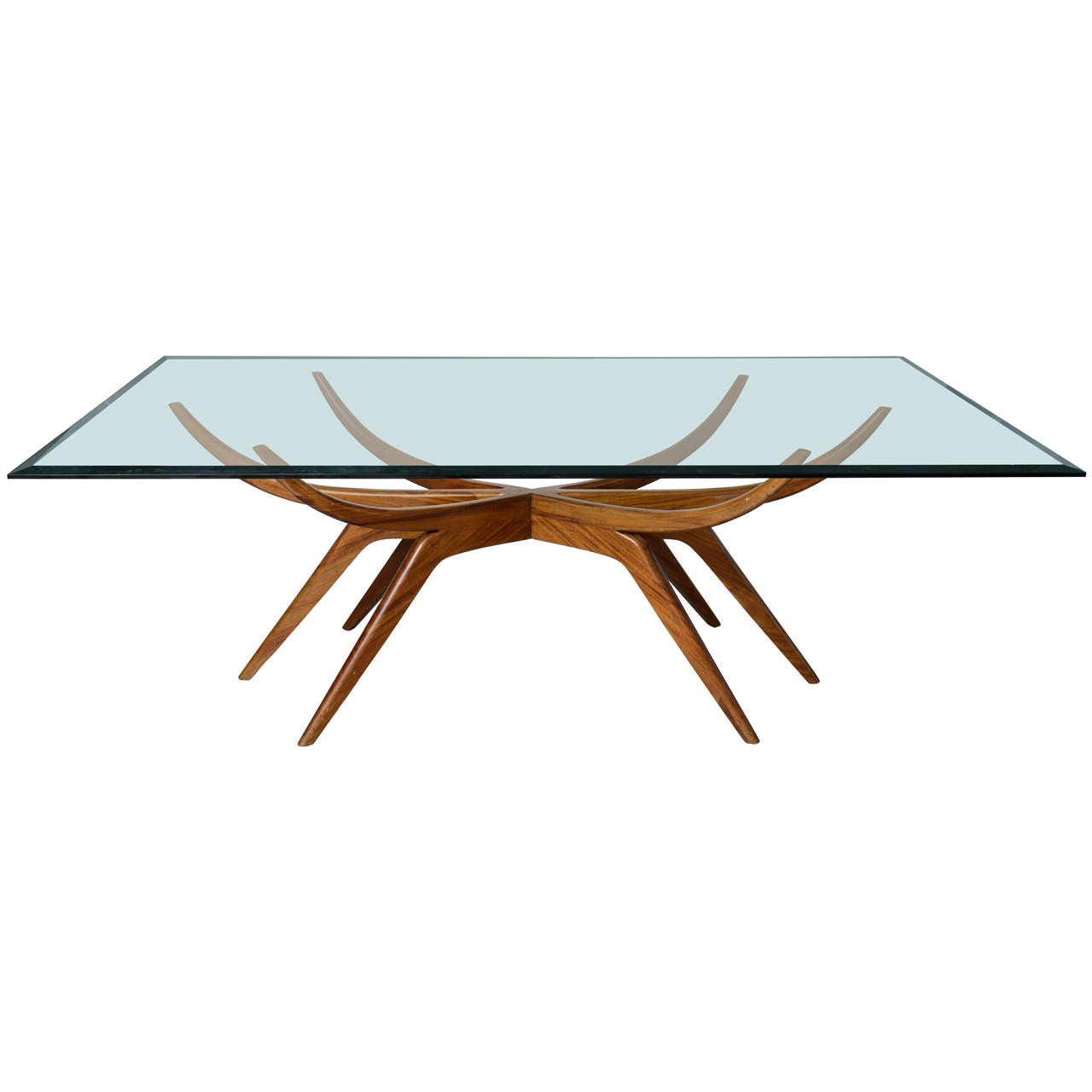 An Italian Modern Mahogany and Glass Dining Table, Italy, Carlo di Carli For Sale