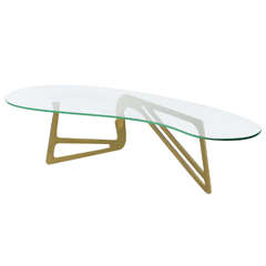 An italian Modern Gilt Iron and  Glass Low Table