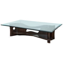 A Fine and Rare Dark Walnut Sculptural Low Table, attributed to Harvey Probber