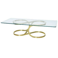 A Brass and Glass Low Table, Milo Baughman for DIA