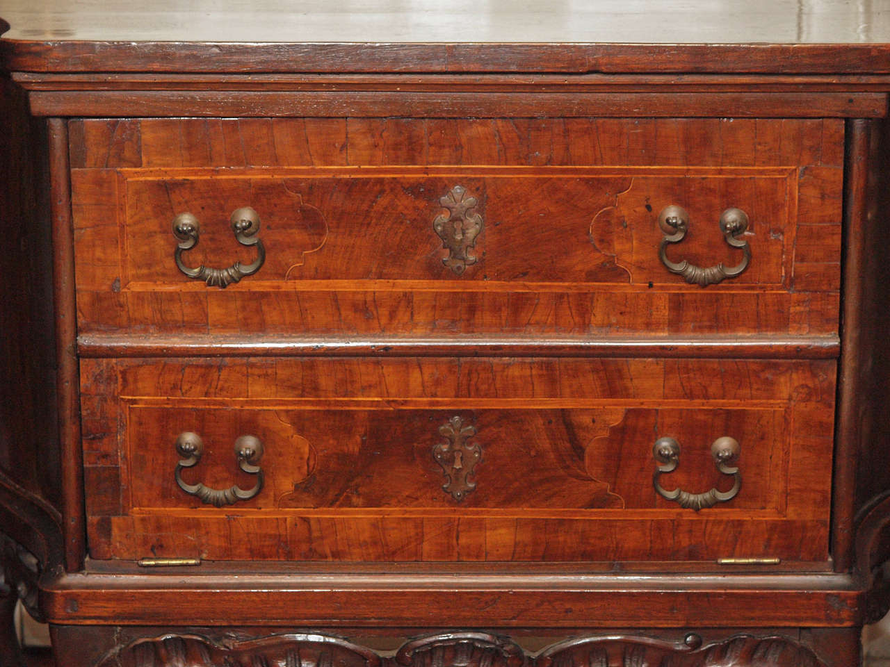 Rococo 18th c. Italian Walnut Commodini Now Fitted as a Silver Chest