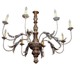 Antique Tuscan 18th c. Iron and Silver Gilt Chandelier