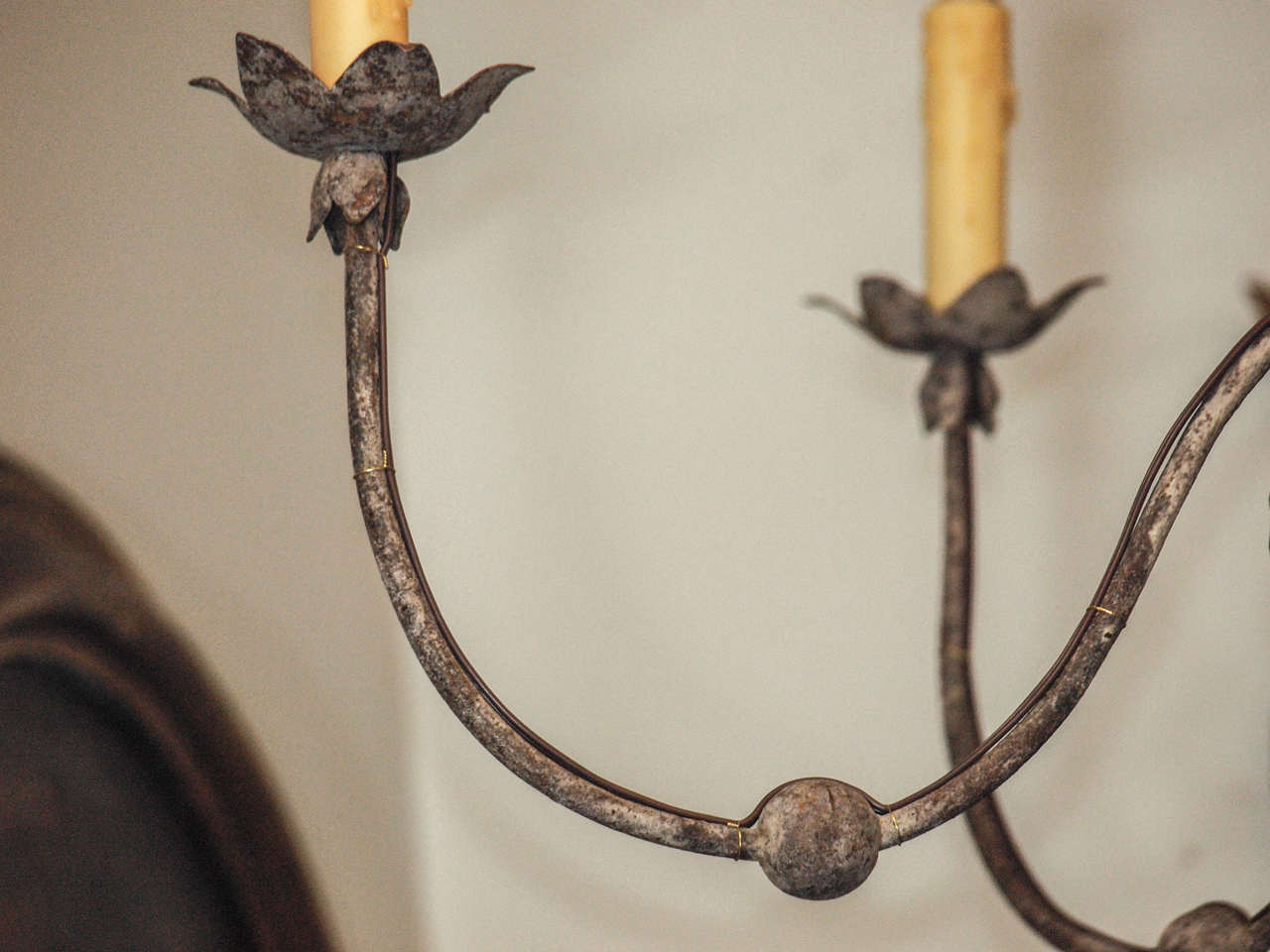 18th c. Tuscan Gilt Wood and Paint 6 Arm Chandelier 1