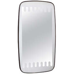 1950's Italian Mirror with Frosted Wave Motif