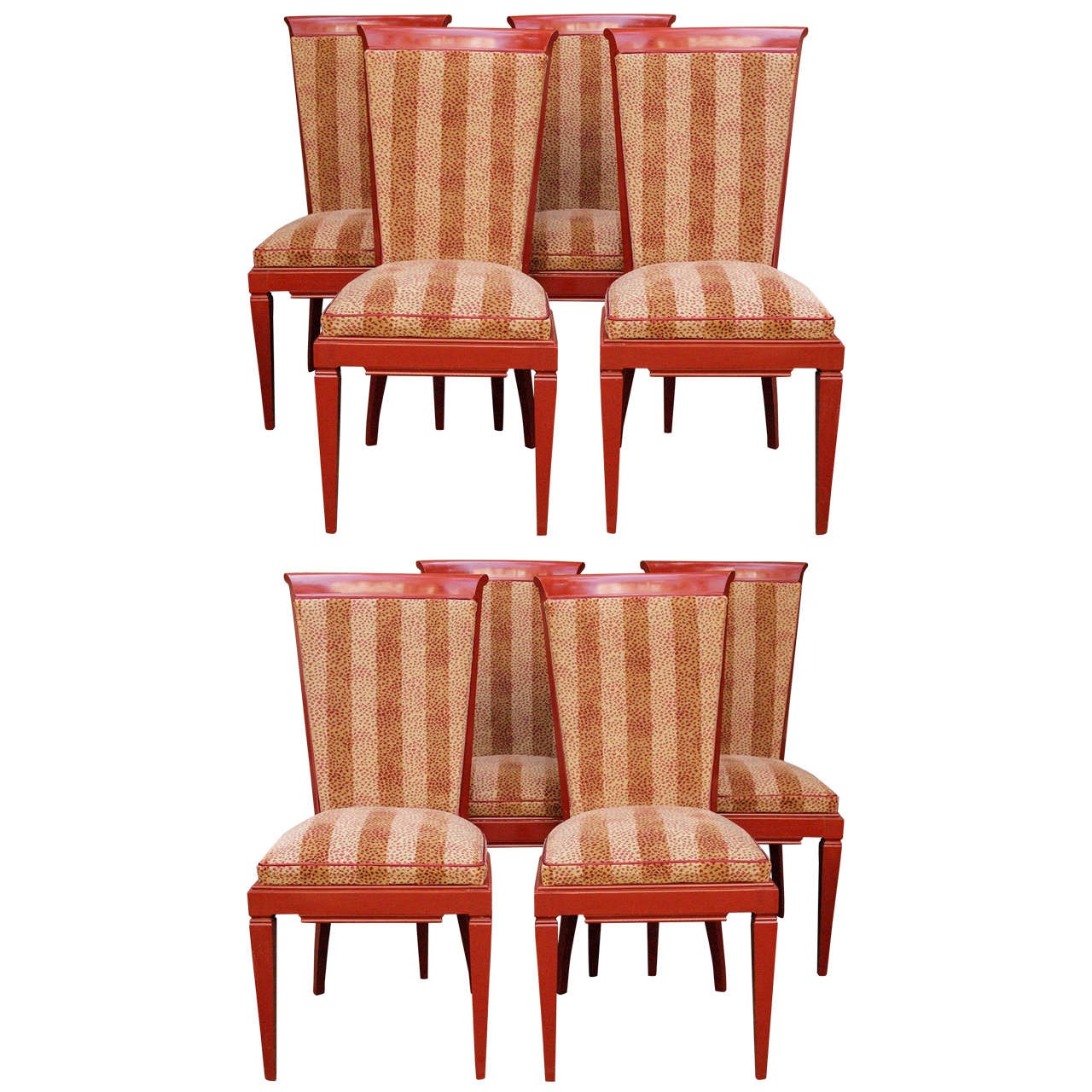 Set of Eight French Art Moderne Dining Chairs