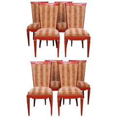 Set of Eight French Art Moderne Dining Chairs