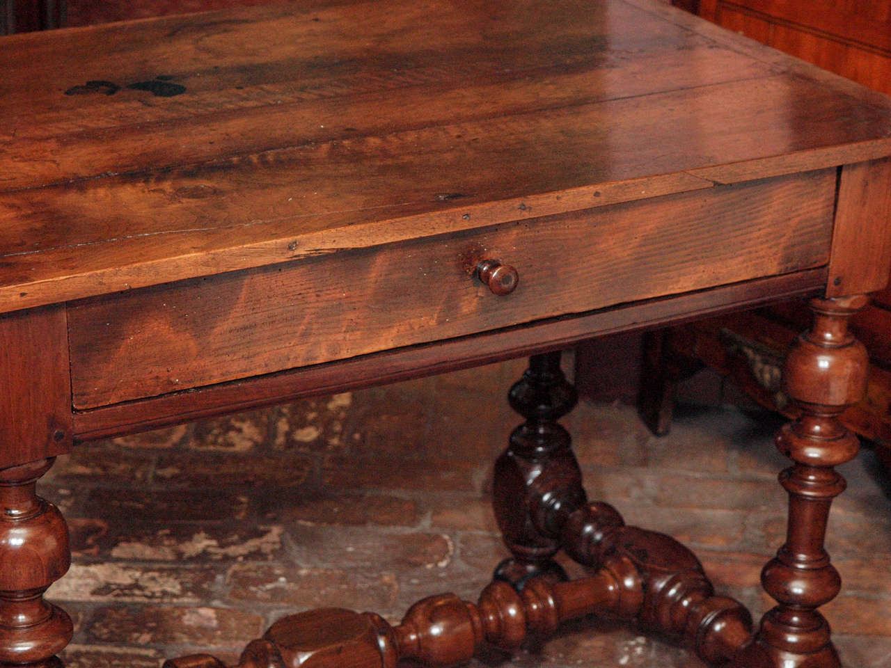 Wood French Louis XIV Style Walnut Table