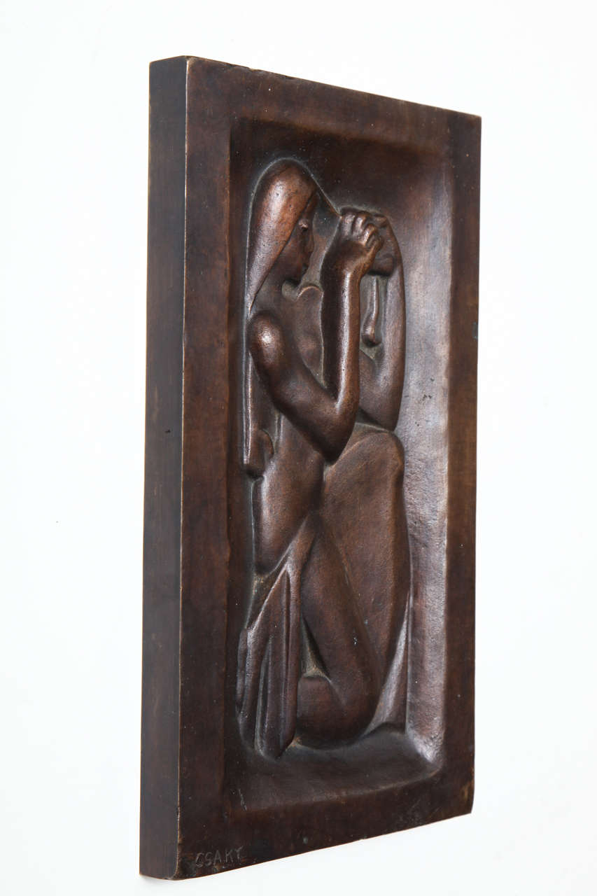 Joseph Csaky
"Femme se peignant" (Woman combing her hair),
brown patinated bronze relief, posthumous cast by Atelier Csaky, with Blanchet foundry stamp, numbered edition 4/8. Signed. 10.8” x 6.2” (27.5 x 16 cm).
Reference: Felix