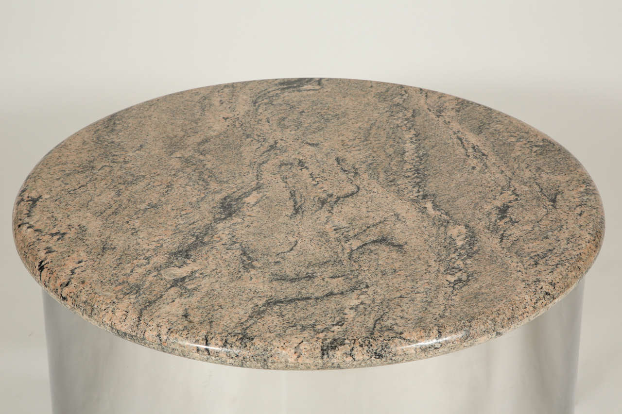Chrome and Marble Drum Tables by Steve Chase
