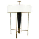 A Large Stiffel Wood And Brass Table Lamp.