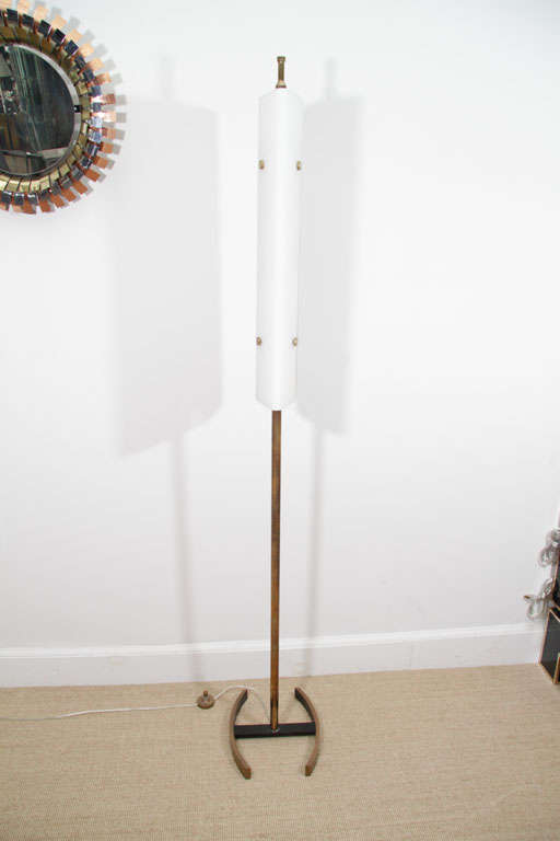 Mid-20th Century Arredoluce Bronze and Frosted Glass Floor Lamp