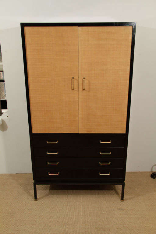 Tall Lacquered Pearwood Cabinet
