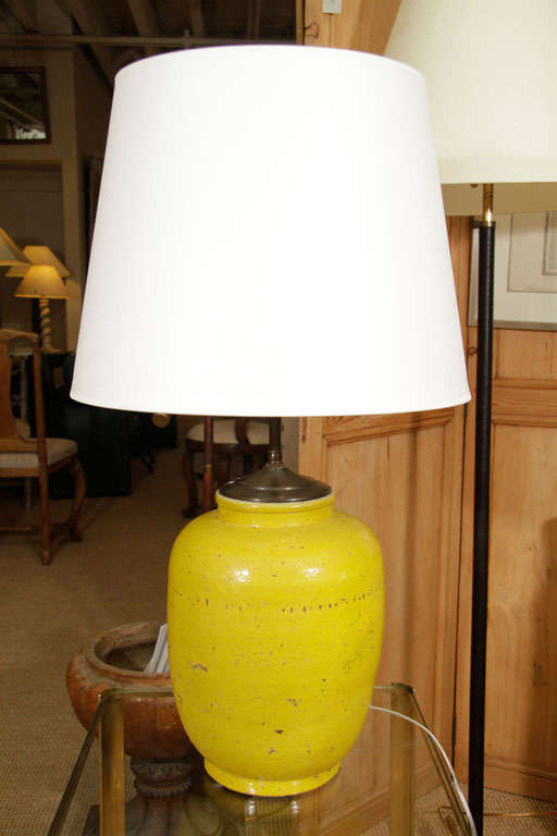 Pair of Yellow Ceramic Lamps