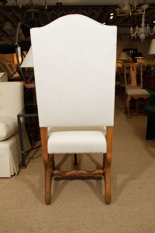 Set of Six Walnut  ‘Os de Mouton’ Style Upholstered Chairs For Sale 1