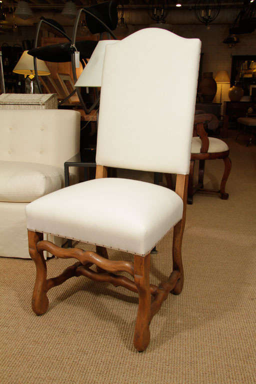 Set of Six Walnut  ‘Os de Mouton’ Style Upholstered Chairs For Sale 2