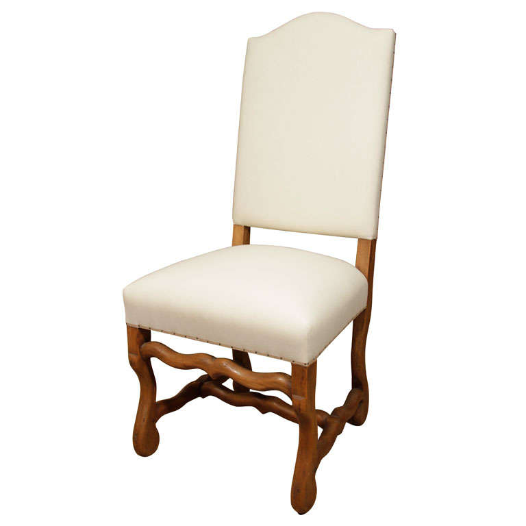Set of Six Walnut  ‘Os de Mouton’ Style Upholstered Chairs For Sale