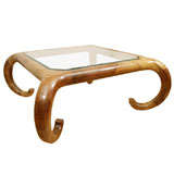 Brown embossed leather cocktail table