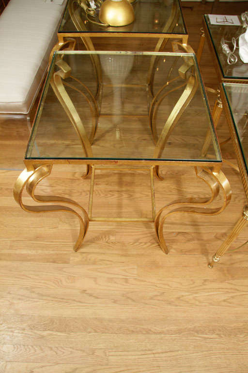 Pair of gilt metal cabriole leg side tables