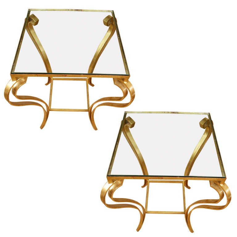 Pair of gilt metal cabriole leg side tables