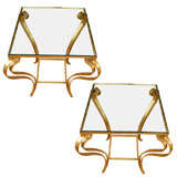 Pair of gilt metal cabriole leg side tables