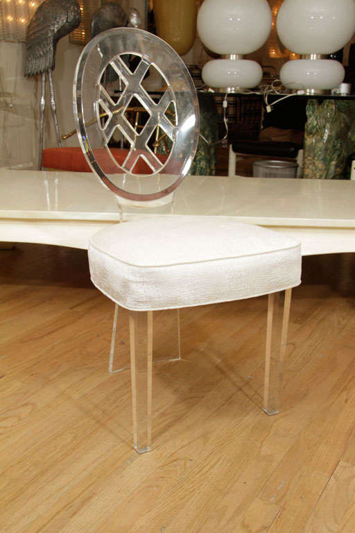 Lattice back lucite dining chair by Charles Hollis Jones