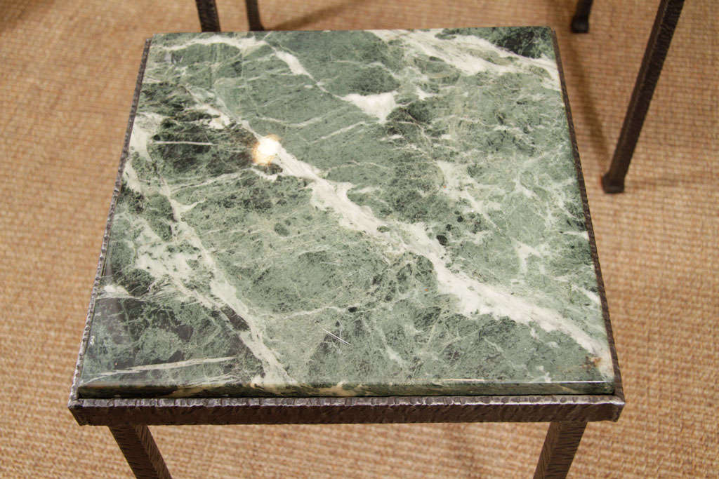 French Nesting Tables with Green Marble Tops For Sale 2