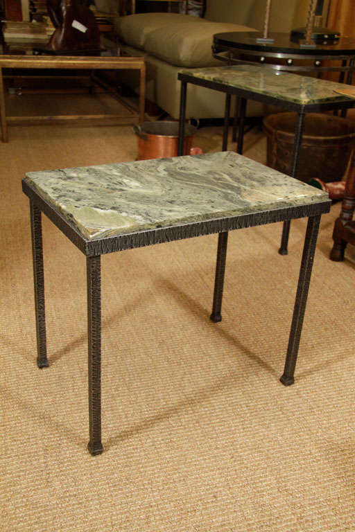French Nesting Tables with Green Marble Tops For Sale 3