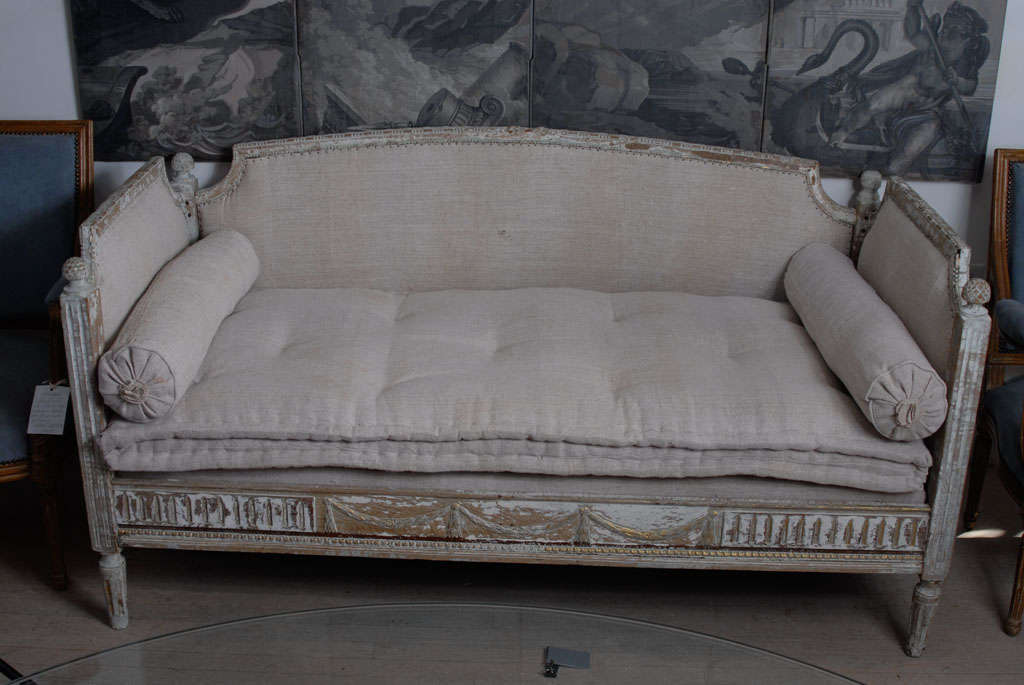 A Gilt & Painted Gustavian Day Bed
