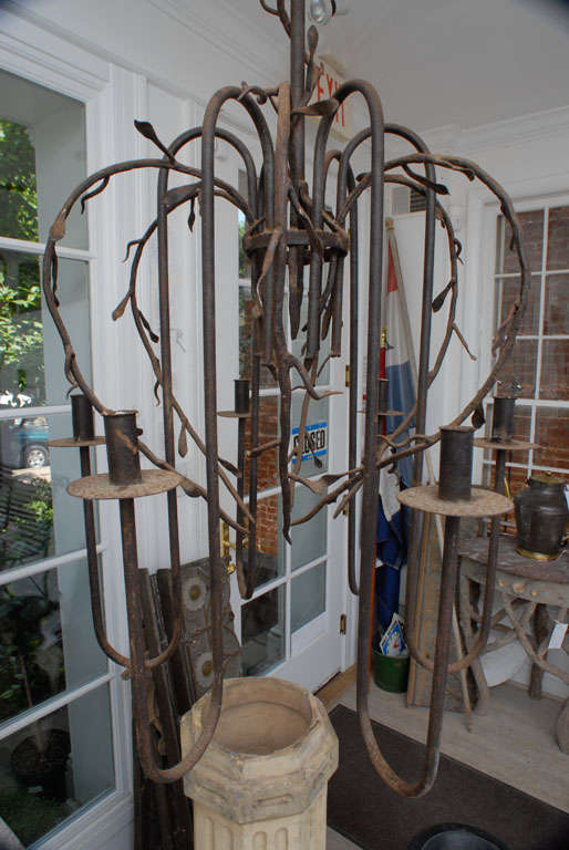 Iron Artisanle Art Deco Chandelier, we have two, both are very similair in style and size.  Selling individually.