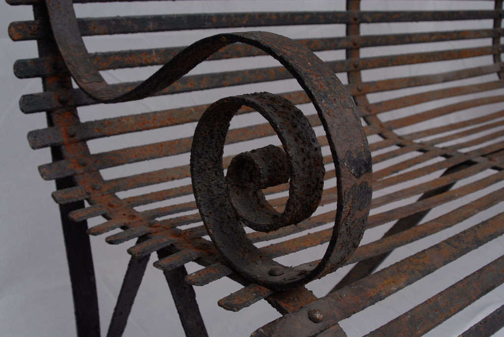 Wrought Iron Garden Bench at 1stdibs