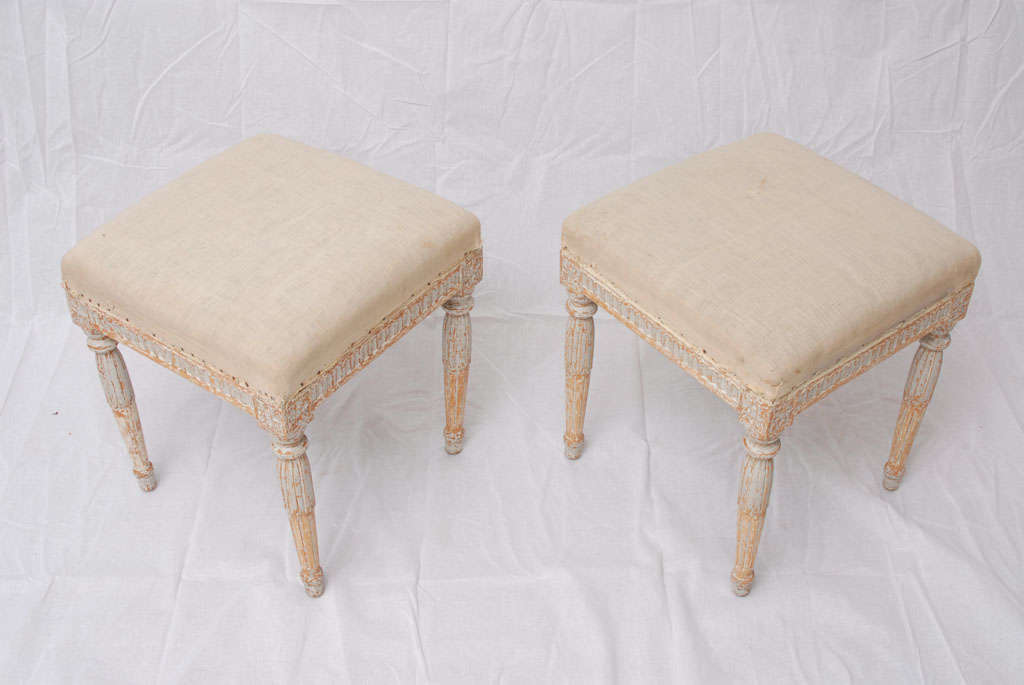 Swedish Pair of Gustavian painted foot stools