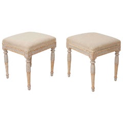 Pair of Gustavian painted foot stools