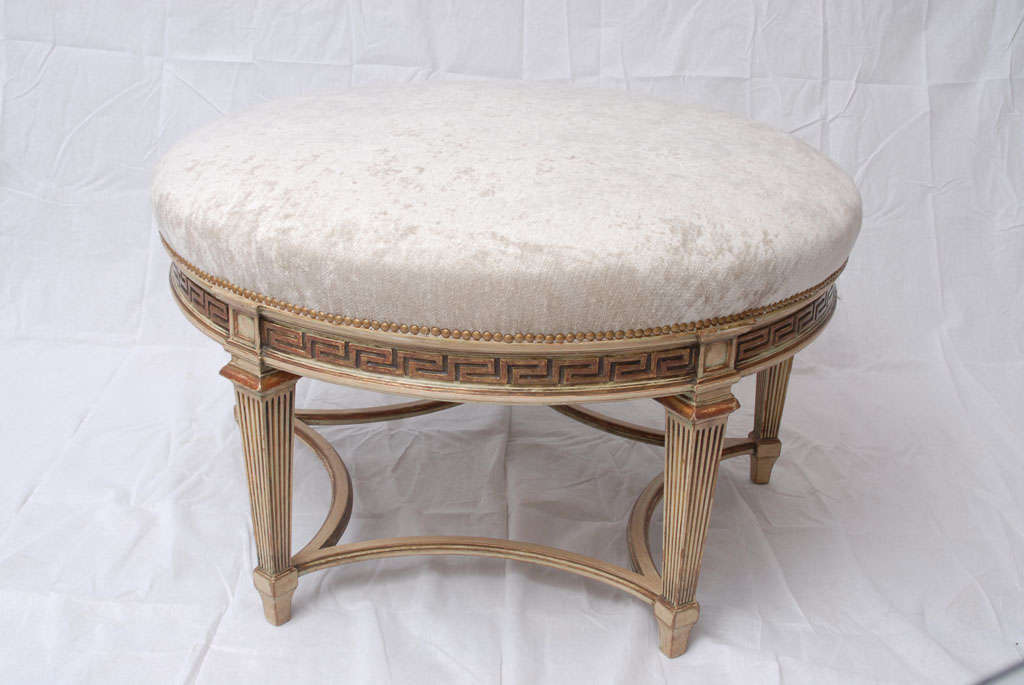 Ottoman with Greek Key Surround