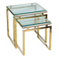 Vintage Brass And Glass Nesting Tables