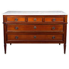 Maison Jansen Marble Top Mahogany Commode