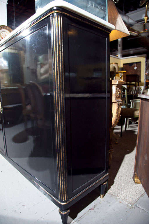 Marble Maison Jansen Ebonized Armoire Cabinet