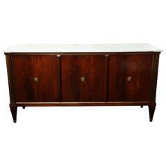 Early 20th C. Mahogany Sideboard with White Marble Top