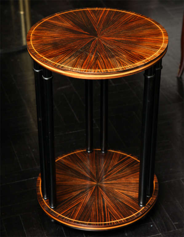 Early 20th Century 2-tier Ebony and Makassar Circular Table