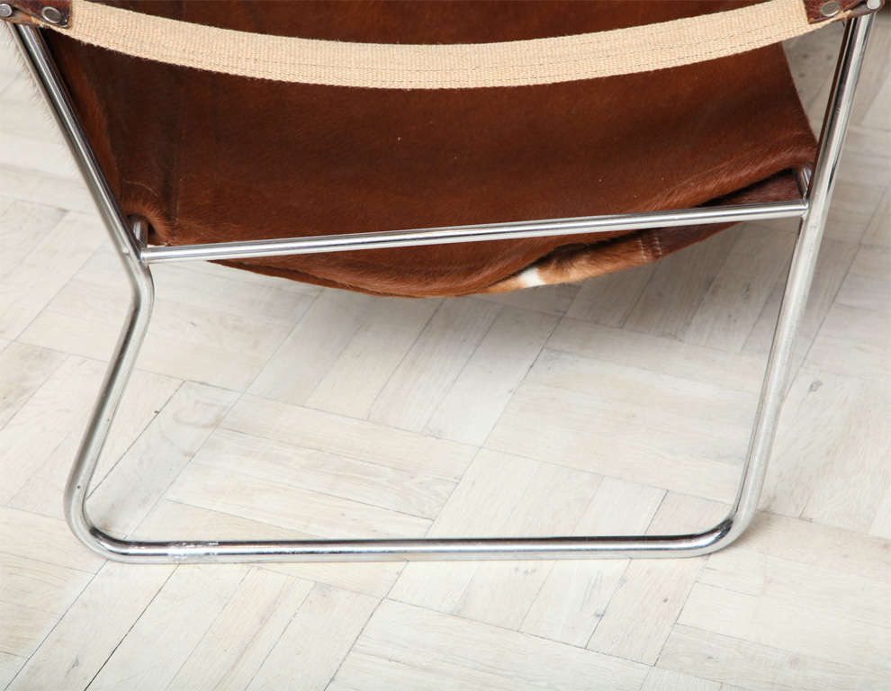 Mid-20th Century Deerskin and Chrome Chair In Good Condition For Sale In New York, NY
