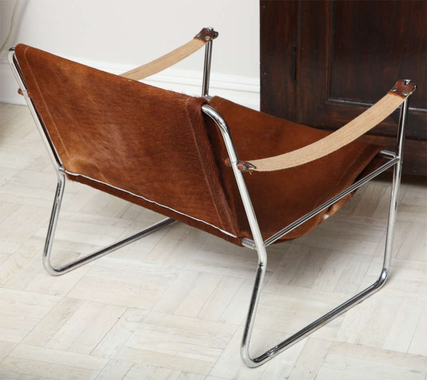 Mid-20th Century Deerskin and Chrome Chair For Sale 2