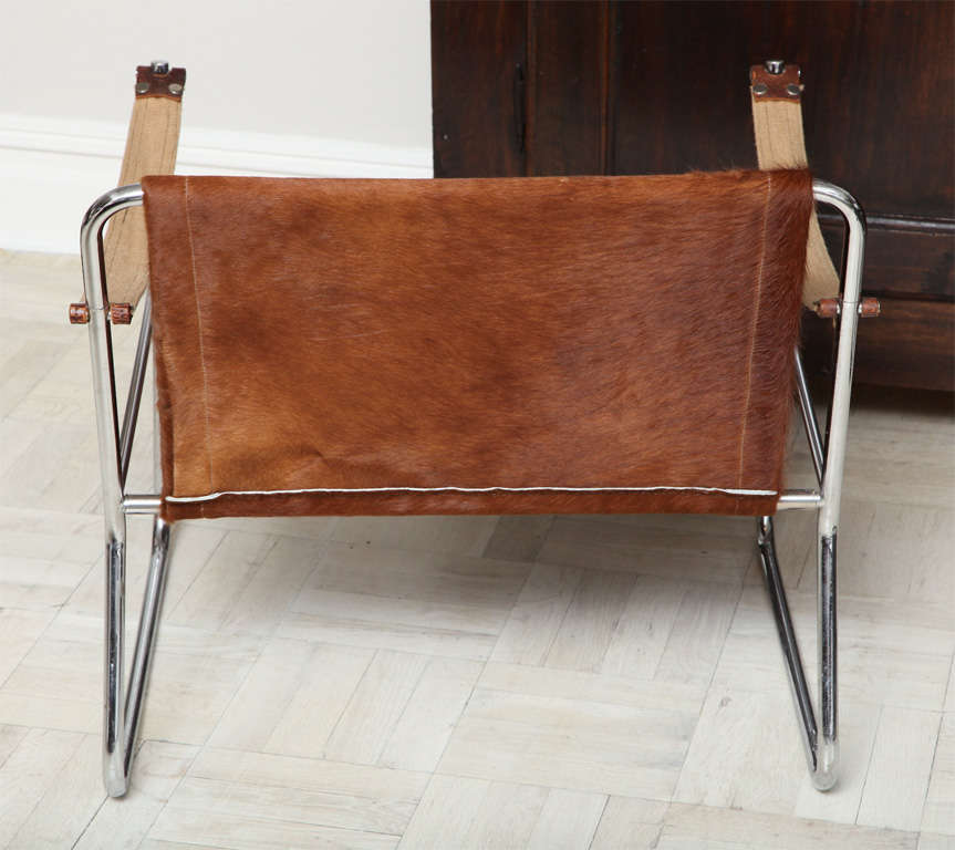 Chaise en peau de cerf et chrome du milieu du XXe siècle en vente 2