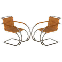A Pair of Mies Van Der Rohe for Stendig MR20 Armchairs, 1960's