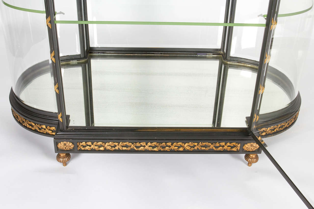 Louis XVI Antique Glass, Bronze and Steel Jewelry Showcase or Vitrine For Sale