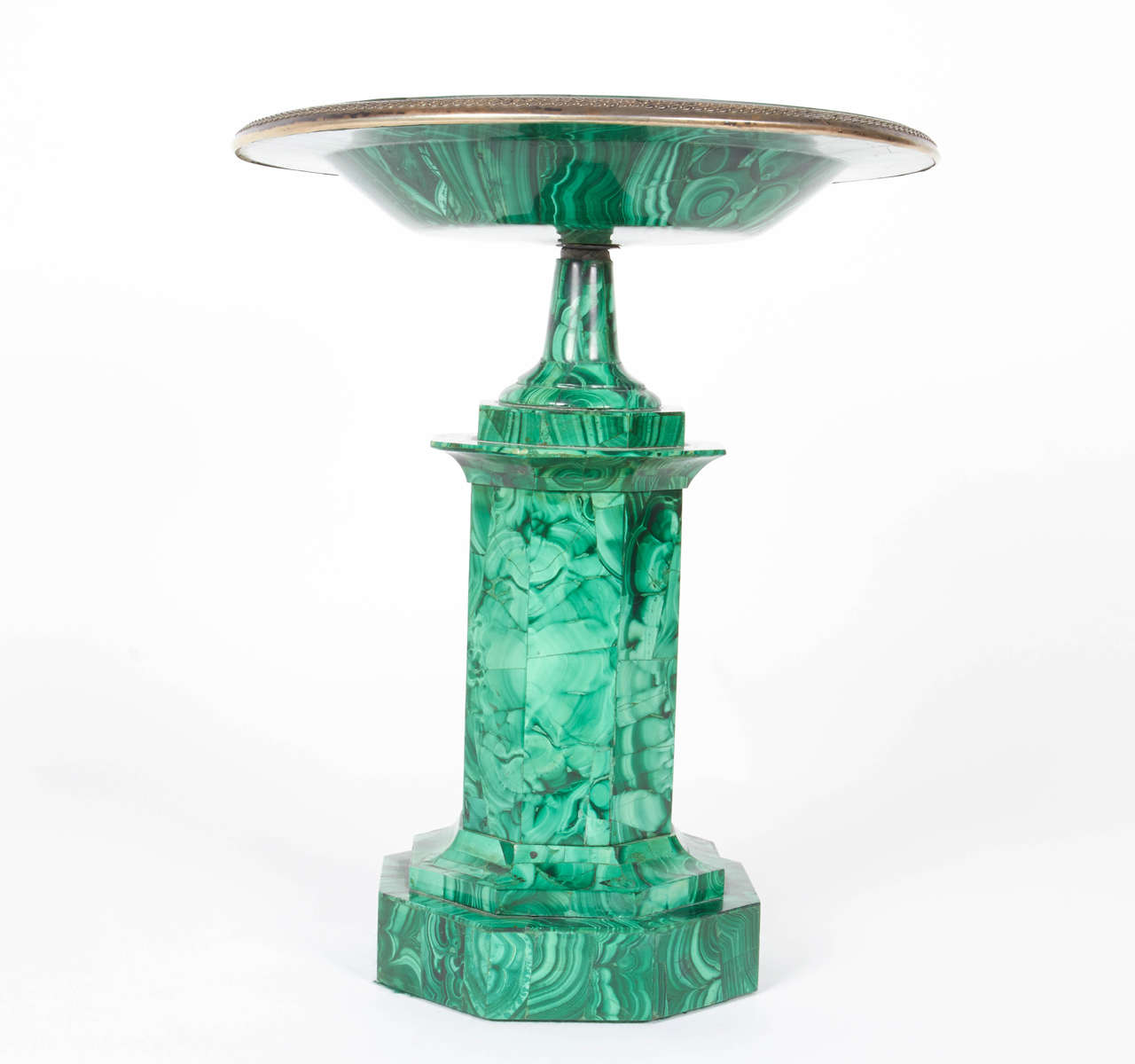 Neoclassical Russian Malachite Centerpiece, Ekaterinburg Faceting Factory In Excellent Condition In New York, NY
