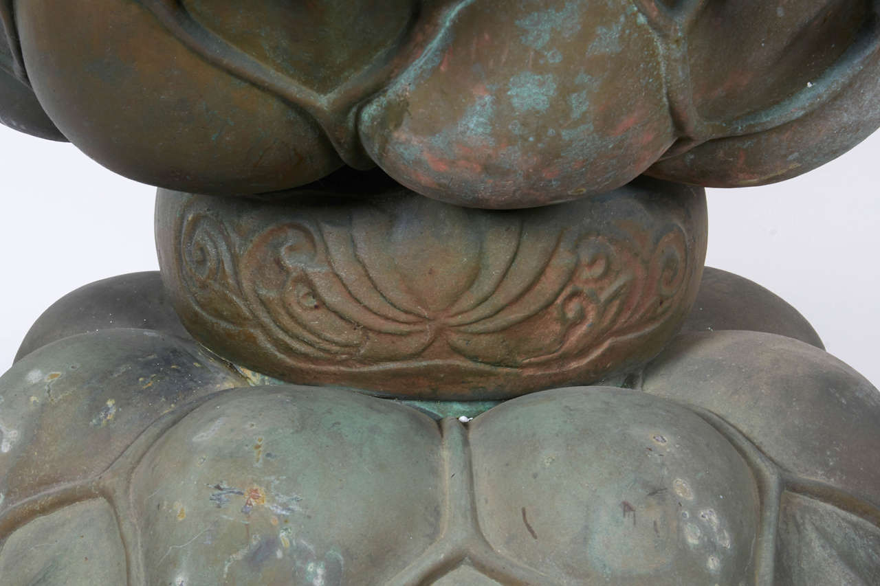20th Century Very Large Japanese Bronze Figure of Buddha on Bronze Lotus Base