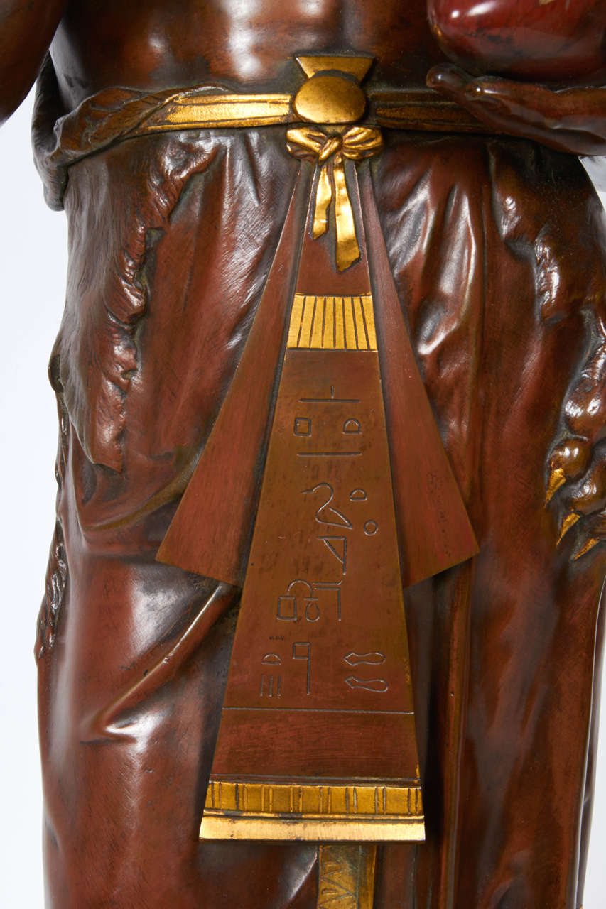 Egyptian Revival Emile Louis Picault, Bronze Figure of an Egyptian Scribe For Sale