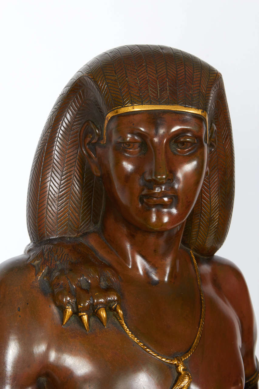 French Emile Louis Picault, Bronze Figure of an Egyptian Scribe For Sale