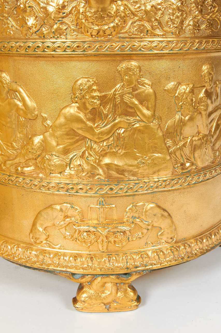 Late 19th Century Pair of Elkington & Co Gilt Bronze Neoclassical Jardiniere/Champagne Ice Buckets For Sale